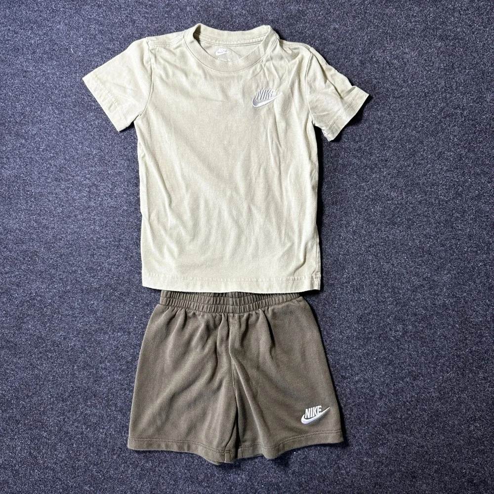 Nike Kids 4T Olive Green T-Shirt and Shorts 2 Piece Activewear Set C545-EBA